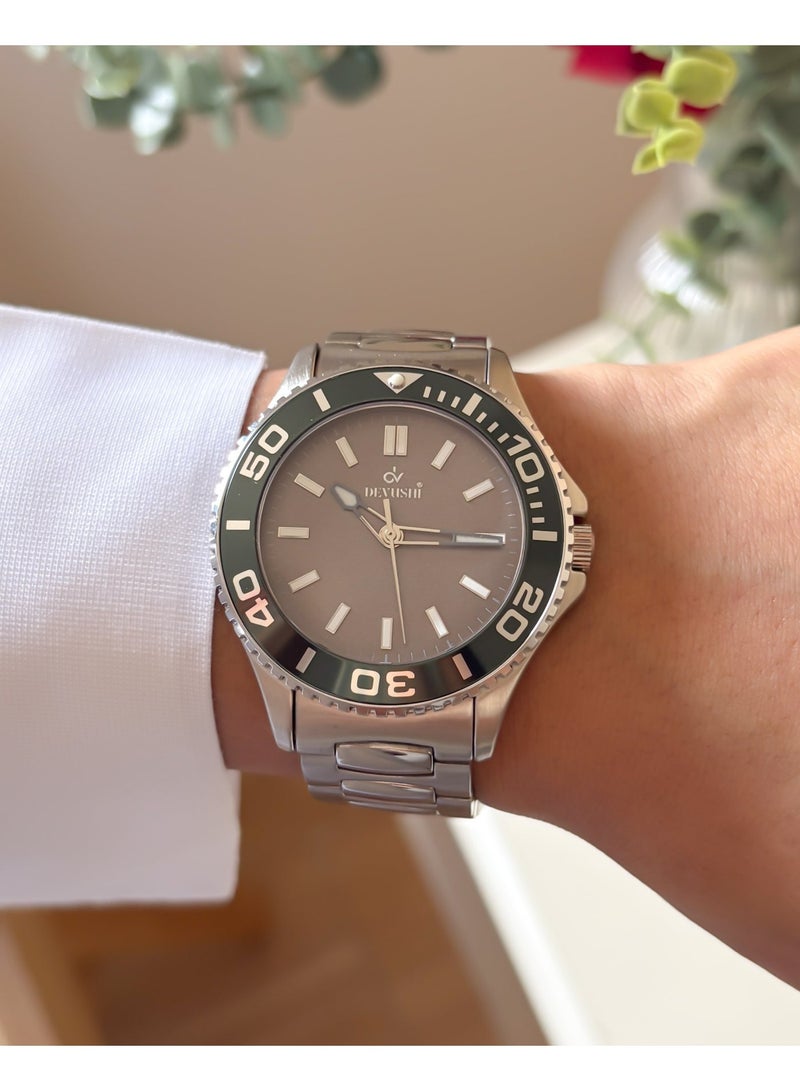 ديفوشي ساعة ديفوشي رجالية كاجوال فضي – سوار استيل وميناء مميز - Image 2